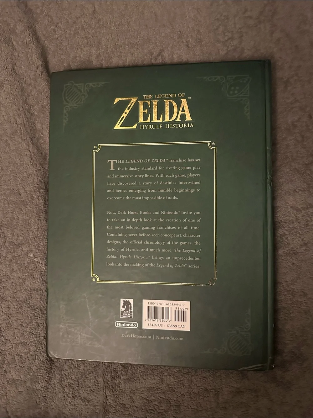 Nintendo The Legend of Zelda Hyrule Historia Hardcover - Green & Gold